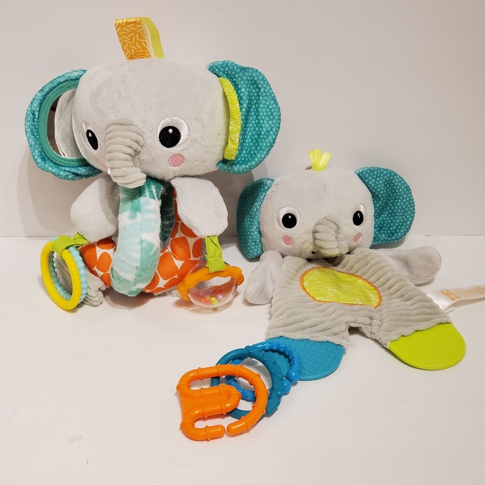 Bright Starts Elephant Baby Rattle and Crinkle Teether Set - Picture 3 of 16
